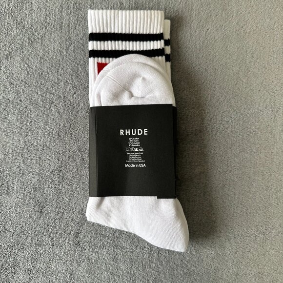 RHUDE red + black + white Vintage Cigarette box logo socks towel bottom - Picture 3 of 4